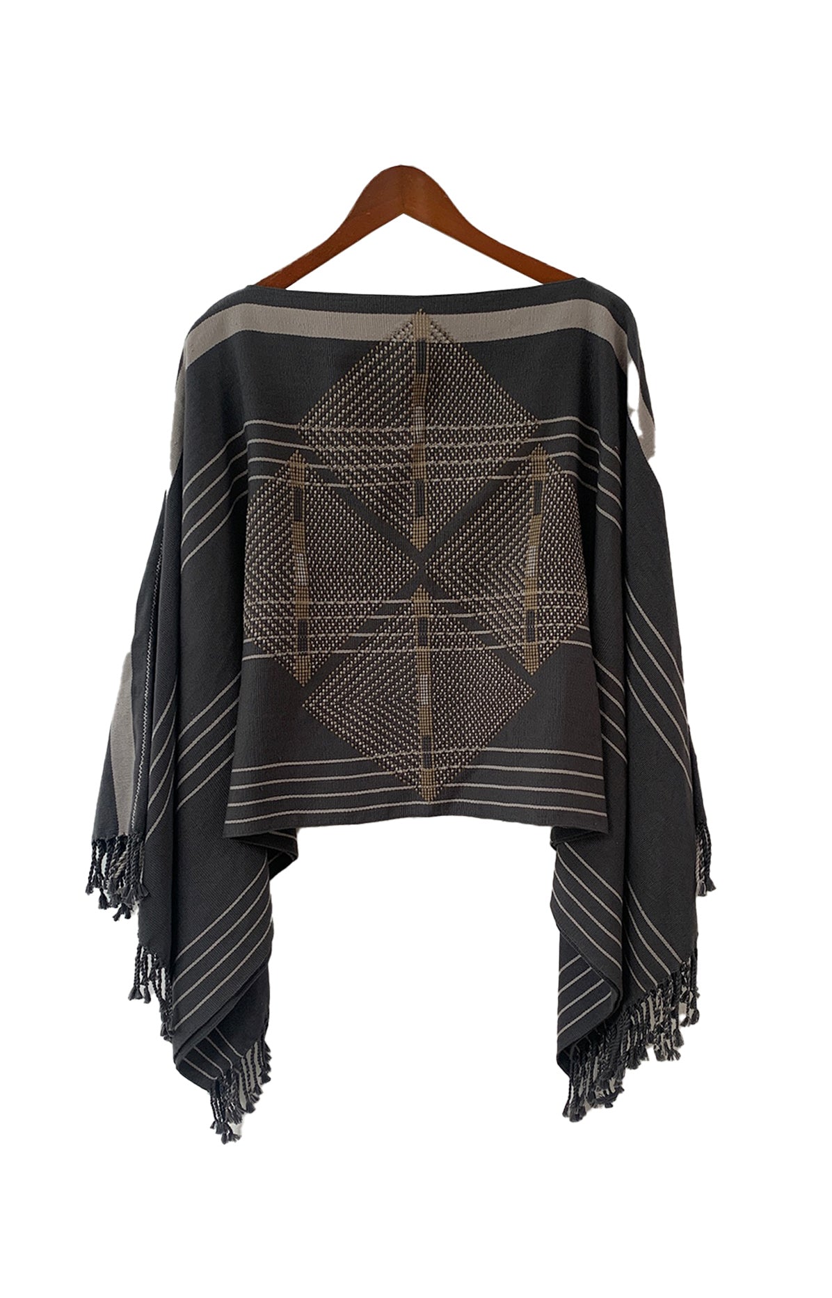CAPA REYNA || Gris oxford con rayas beige