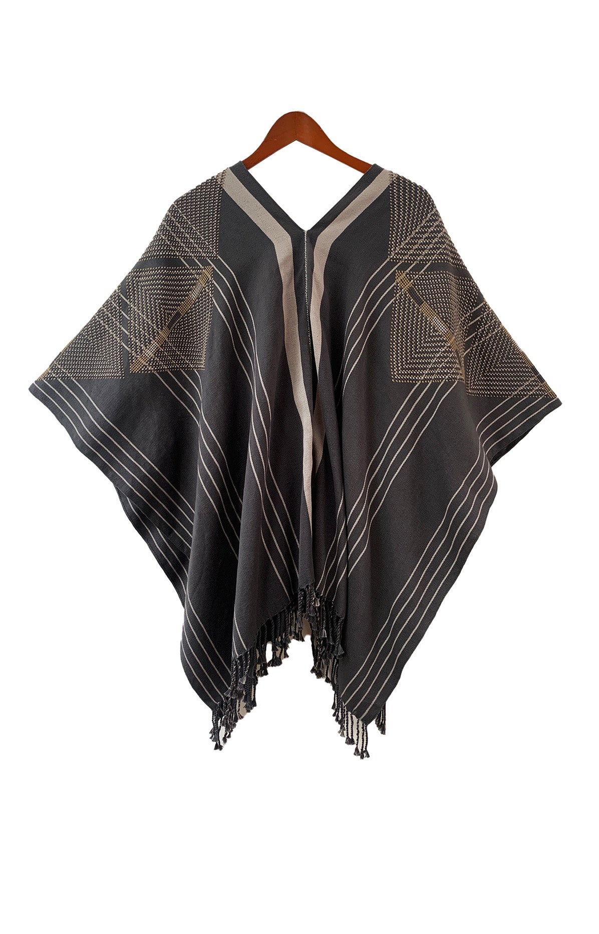 CAPA REYNA || Gris oxford con rayas beige